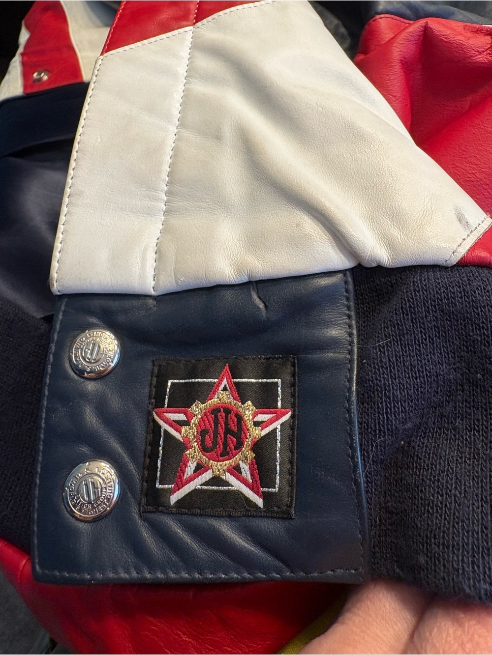 Chase Authentics Red White Navy Colorblock Varsity Bomber Jacket